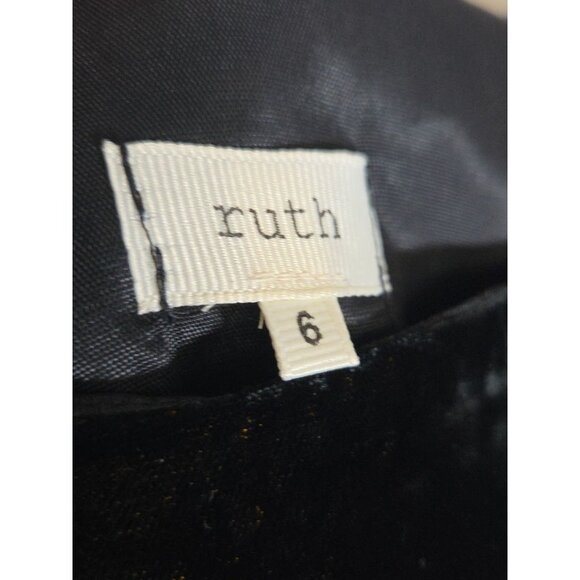 RUTH Velvet Flet Embroidered Flowers Midi Skirt Size 6 - Picture 3 of 6